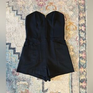 H&M Black Back Zip Romper with Pockets